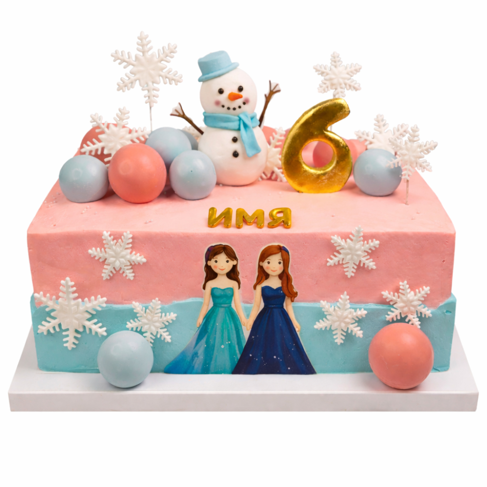 Торт на день рождения с зимней темой